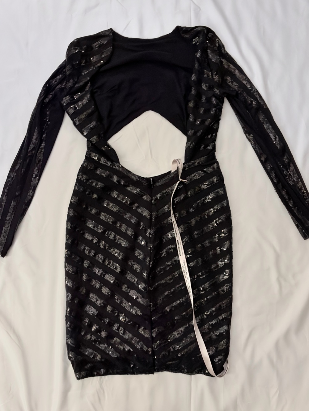 NWT House of CB "Suna" Black Sequin & Mesh Cut-Out Dress – Size Medium - Picture 5 of 6